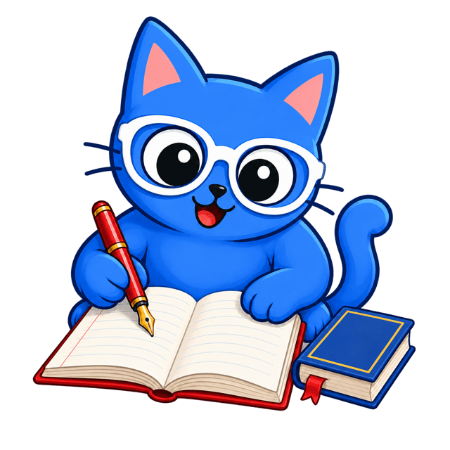 Кот ScholarCat с учебником — для школьников