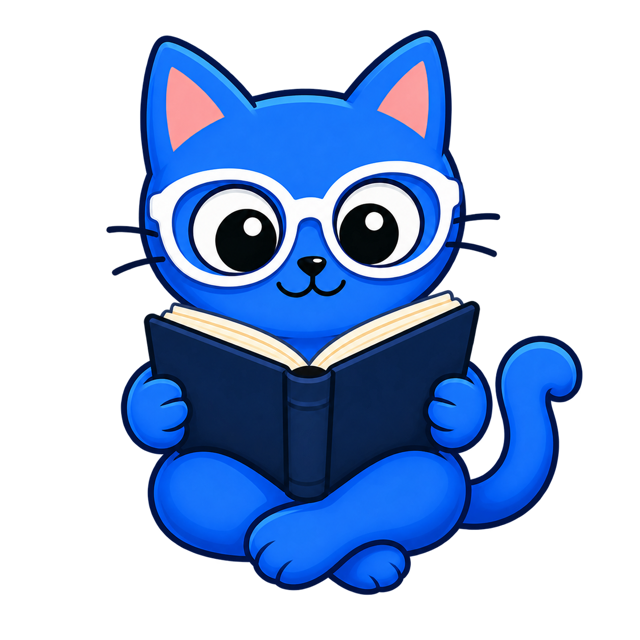 Котик читает книгу